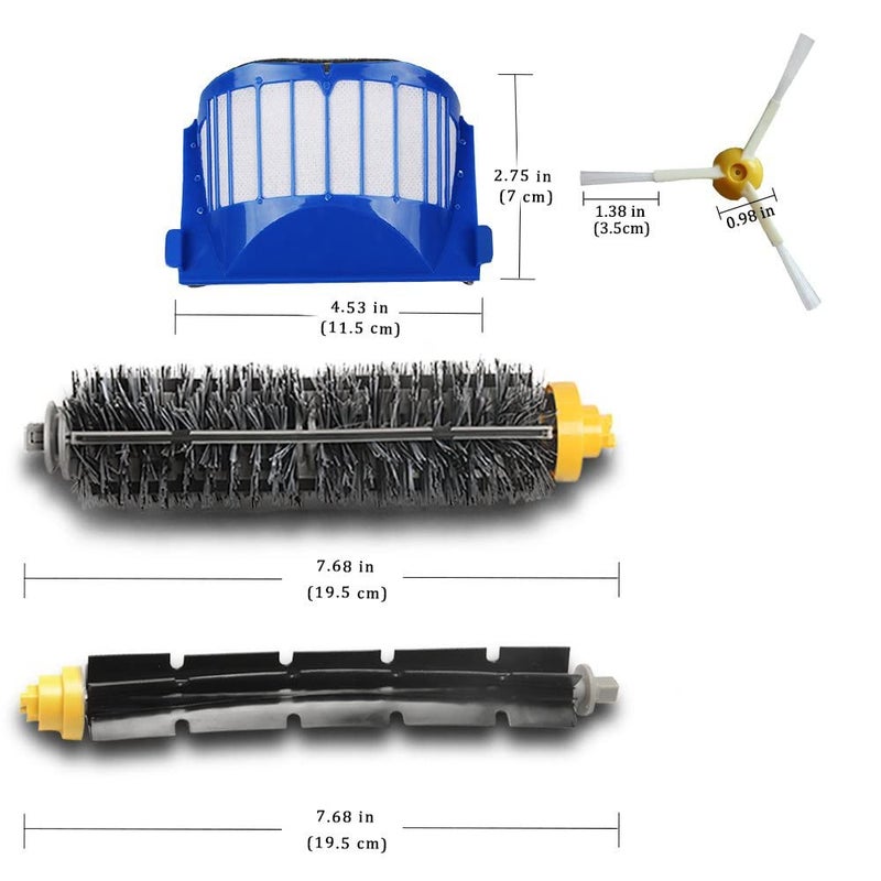 ANBOO Replacement Parts for iRobot Roomba 600 Series 694 692 690 680 660 665 651 650 614 & 500 Series 595 585 564 Includ Side Brush  Bristle Brush and Flexible Beater Brush  Filter and Screw  Cleaning Tool - Image 2